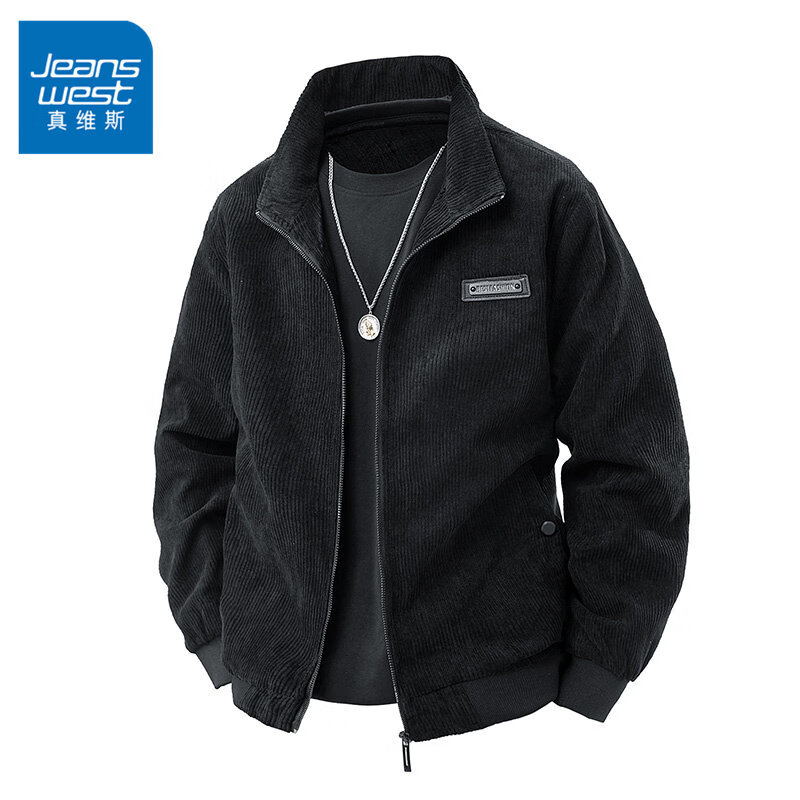 真维斯（Jeanswest）2026新款男款爆款夹克外套户外防风防水青少年简约工装休闲夹克 黑色 M 建议100-115斤