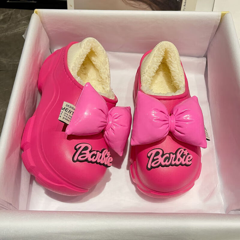 【甄选厂家】包跟棉拖鞋女冬季款厚底防水外穿时尚可爱外穿加绒保 【粉色】红色 38 -39