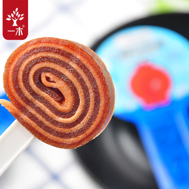 一木山楂甜甜圈山楂棒棒糖卷小零食儿童添加山楂小包装20g*30支蓝莓味