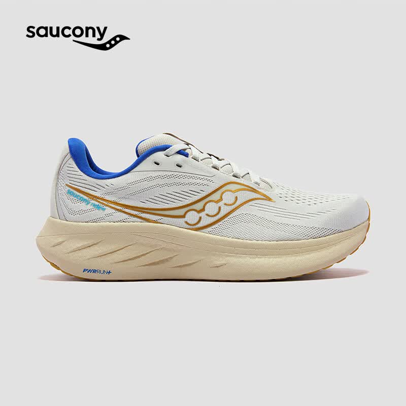 SAUCONY索康尼RIDE 18驭途18男女同款缓震慢跑训练跑步鞋 浅卡基 40.5