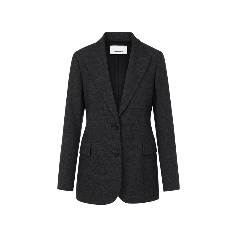 朗姿羊毛收腰顯瘦西服/半身裙輕職場(chǎng)西裝套裝女2025年冬季新款 深灰色西裝2 S