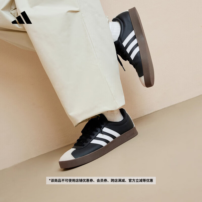 adidas「T头鞋」VL COURT复古休闲板鞋德训鞋男女阿迪达斯轻运动 黑色/白色/灰色   39  