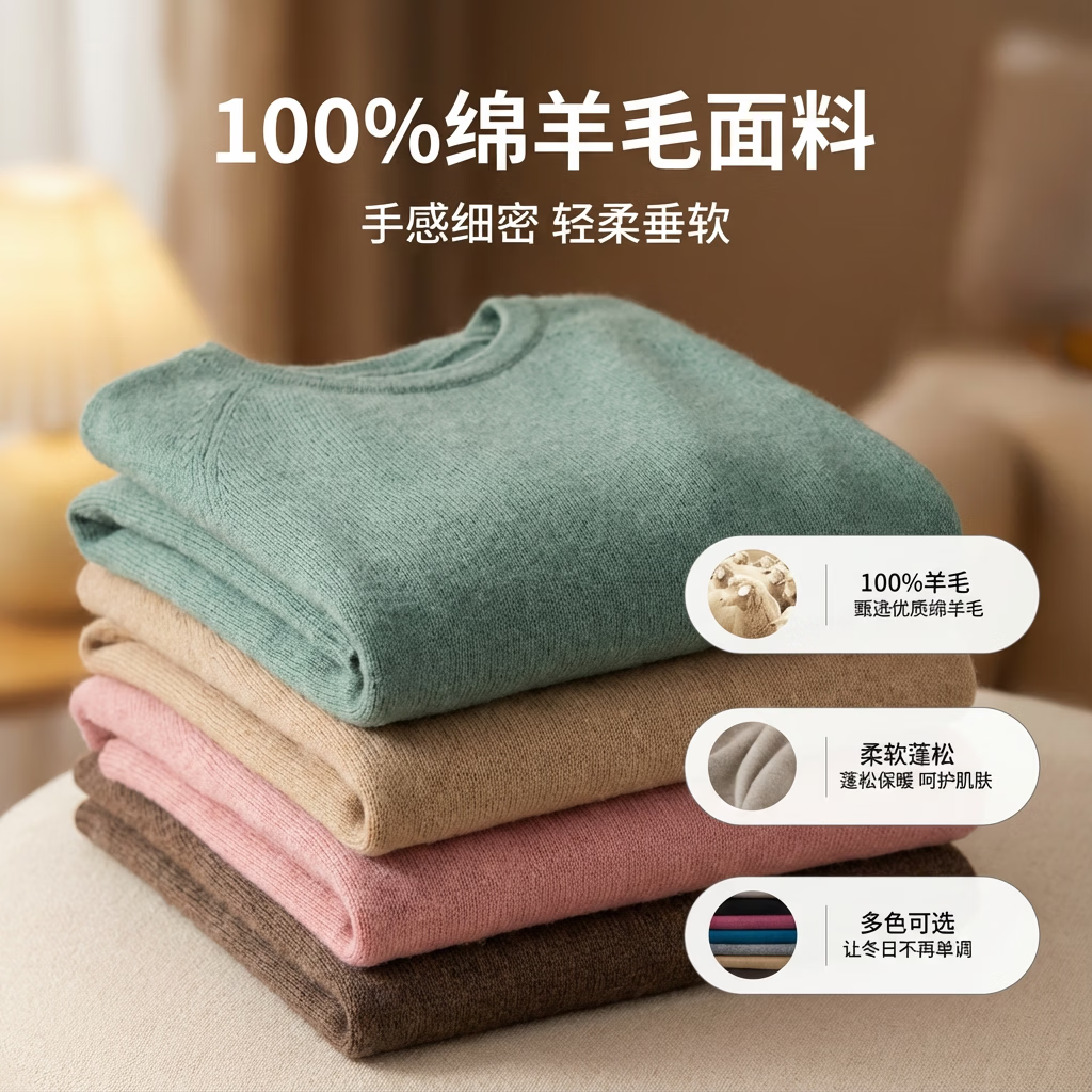 嘉茜梦【鹦鹉梨严选】100%羊毛圆领针织衫女26新款羊毛衫套头毛衣6605 新绿色 M 体重【105-120】