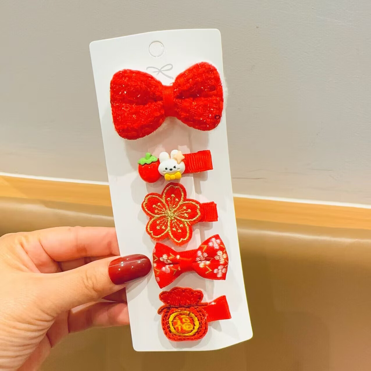 【好物优选】儿童宝宝包布发夹不伤发新年头饰小女孩发饰可爱过年 06#吉祥钱袋