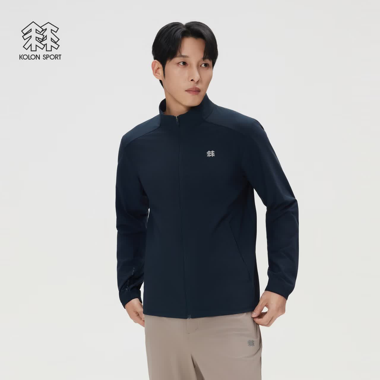 KOLON SPORT/可隆户外防晒衣 男士接触凉感防晒UPF50+针织夹克 LHJK6MNT03-NV 藏蓝 XL 180/100A