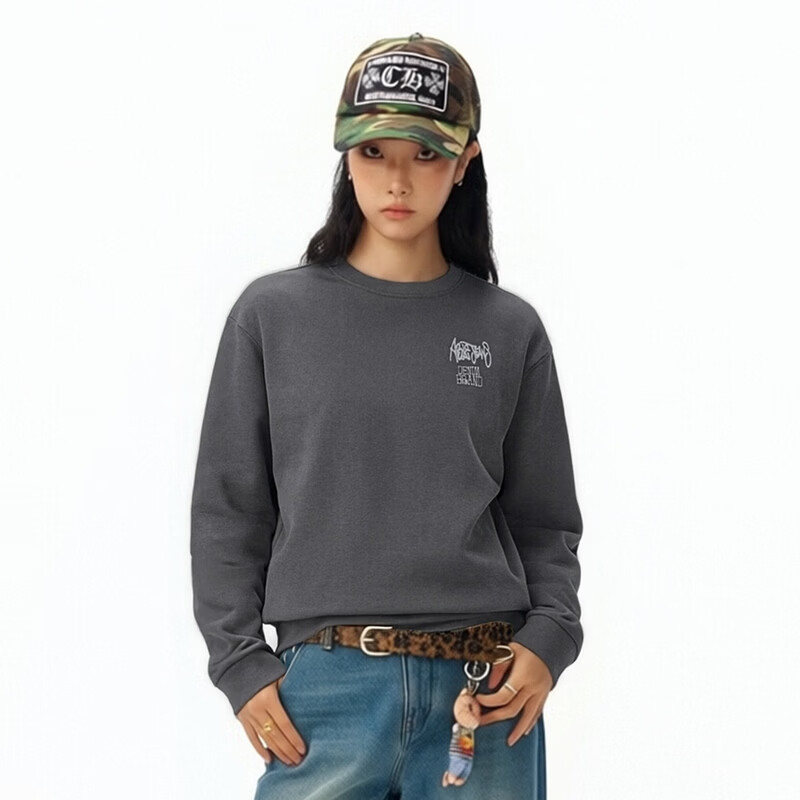 ABLE JEANS 26春新款女装休闲百搭宽松卫衣潮流长袖打底衫 锻钢灰 S /（40-50kg）