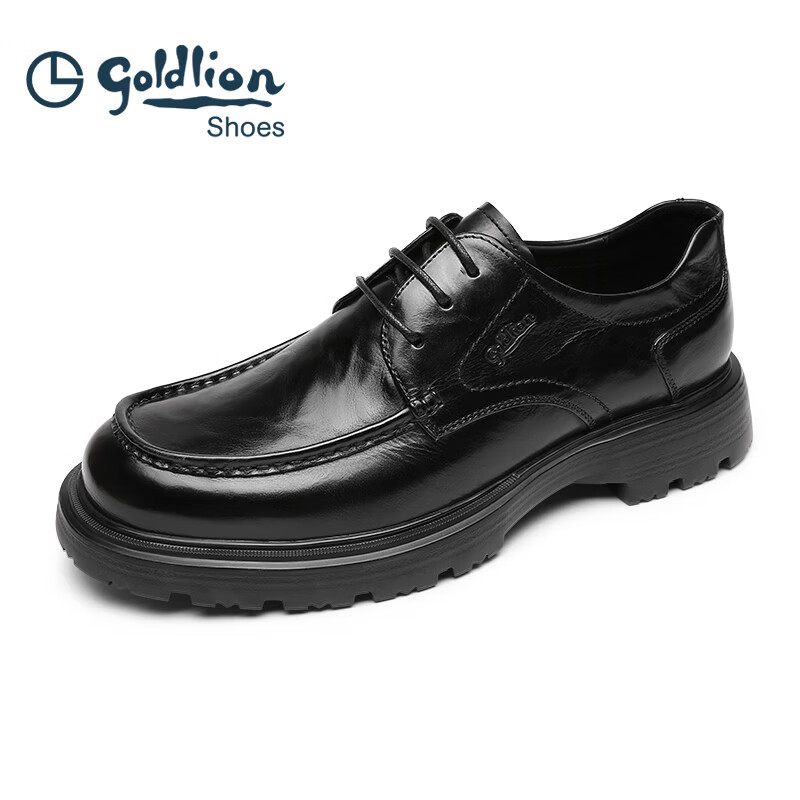 金利来（Goldlion）皮鞋男2026年春季新品男鞋英伦商务正装鞋厚底增高德比鞋男婚鞋 黑色 44