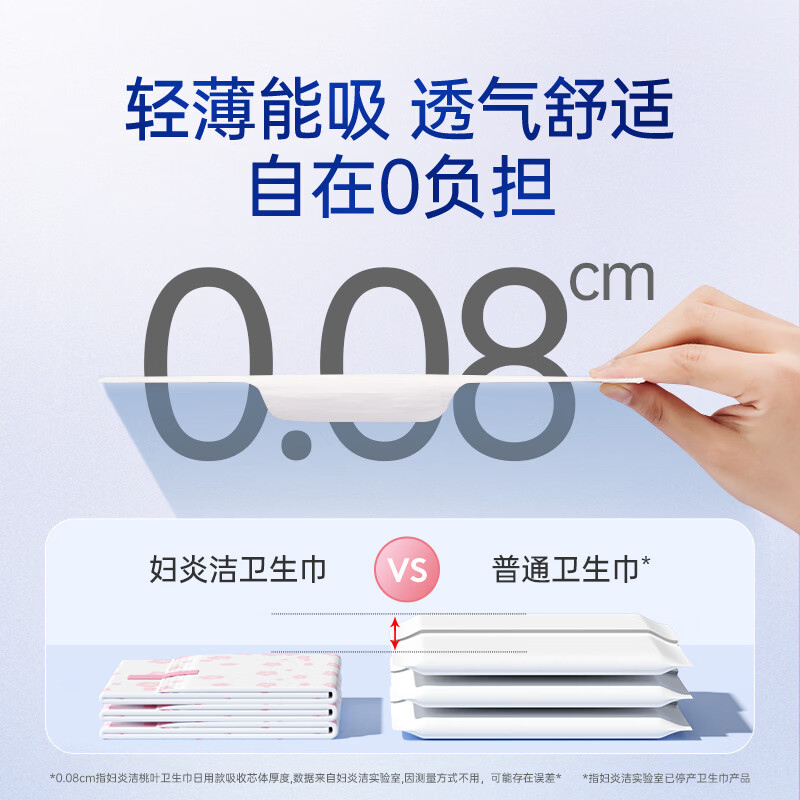 妇炎洁桃叶植萃精华卫生巾抑菌芯片干爽敏感肌专用不刺激轻薄能吸姨妈巾 日用3包迷你2包护垫1包