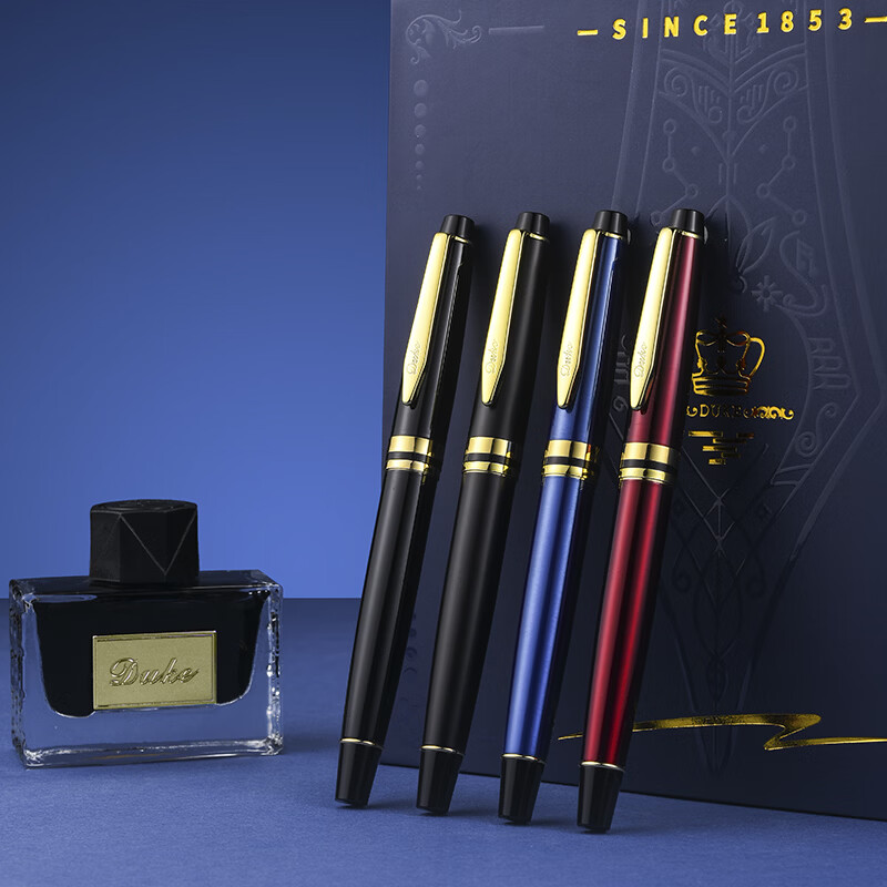 DUKE尊礼臻选列对笔套装铱金笔宝珠笔套装书法美工笔墨水替换练字签名教师节礼物3 尊礼臻选(亮黑色)
