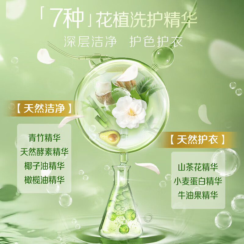 立白洗衣液花植柔护防串色防发黄护衣持久留香深层洁净去污渍洗衣液 【山茶花椰奶香】柔顺剂400g 图 3