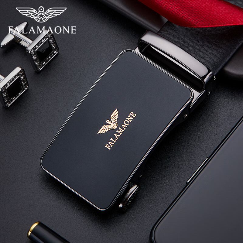 FALAMAONE法莱阿玛尼男士皮带商务腰带休闲男裤带实用高端礼物送男友老公老 枪色【专柜礼盒】 115cm 改尺寸联系客服