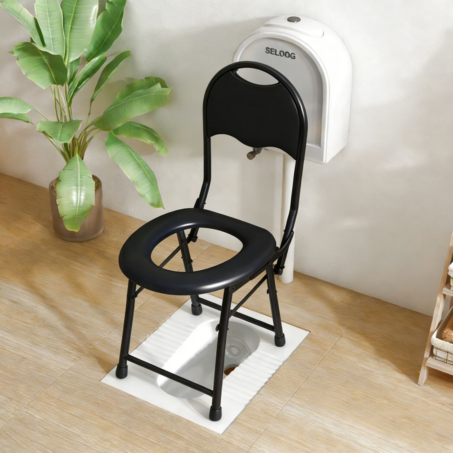 汤神逸品坐便椅孕妇老人家用卫生间坐便凳子蹲厕用加厚软垫防滑坐便座椅 基础硬垫款【配桶】-高36CM