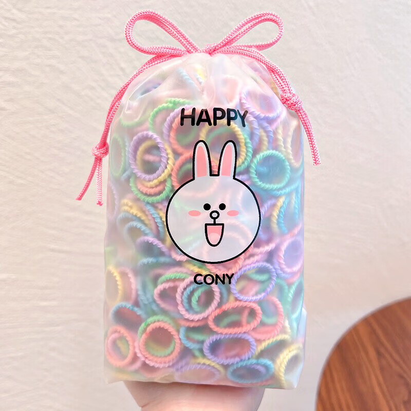 儿童宝宝皮筋不伤发小号扎小啾啾拇指发圈弹性好头饰女童头绳 06春天色500根/包
