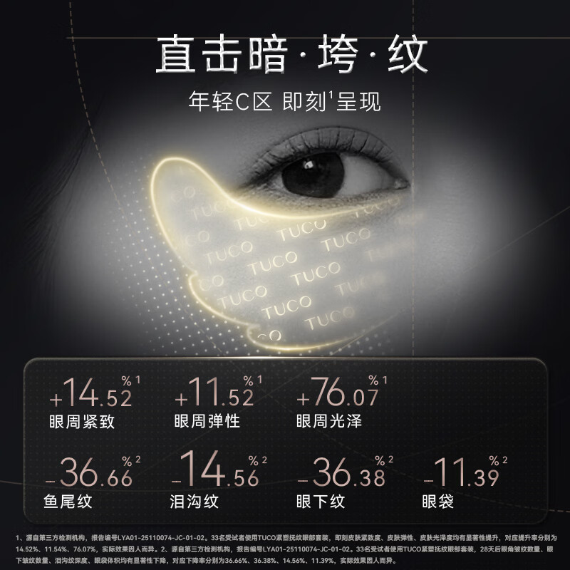 TUCO紧塑抚纹眼部套装修护舒缓紧致抗皱眼膜礼物 单盒装【5对+眼部精华笔1支】