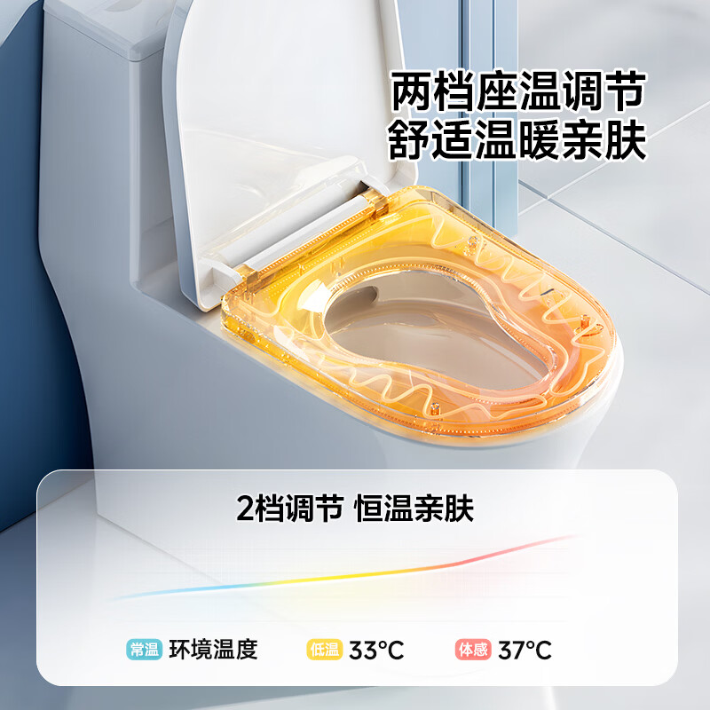 箭牌（ARROW）智能马桶盖防水夜光恒温加热座圈静音缓降盖板配件通用坐便器盖 【U型】抗菌加热7D舒臀快拆款 PG018-ZPAU