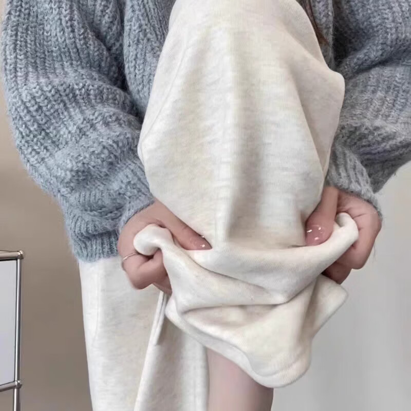 DESSO唐狮秋冬新款糯米裤高腰垂感宽松加绒直筒阔腿裤 米白(春秋款) 加绒 XL