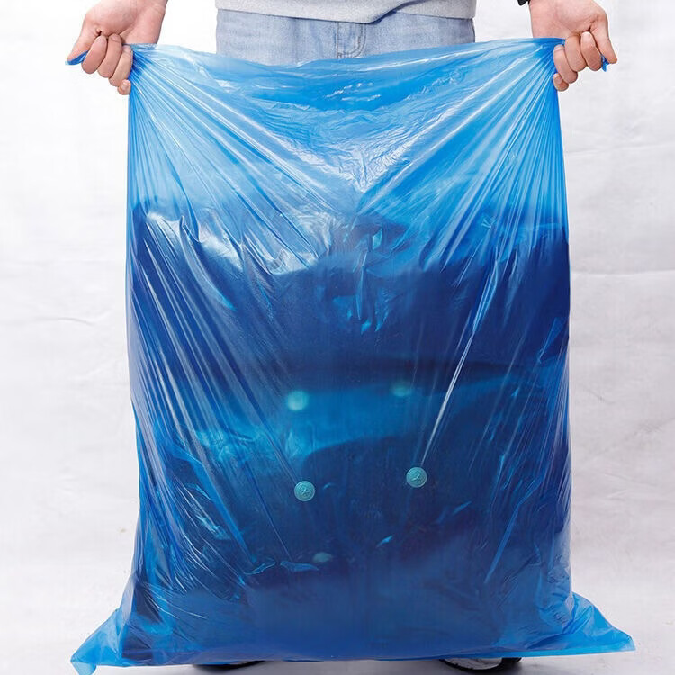 鹰大彩色分类垃圾袋加大号加厚塑料袋物业环卫酒店平口袋红黄蓝绿灰色 蓝色-平口袋 60*80cm 50只