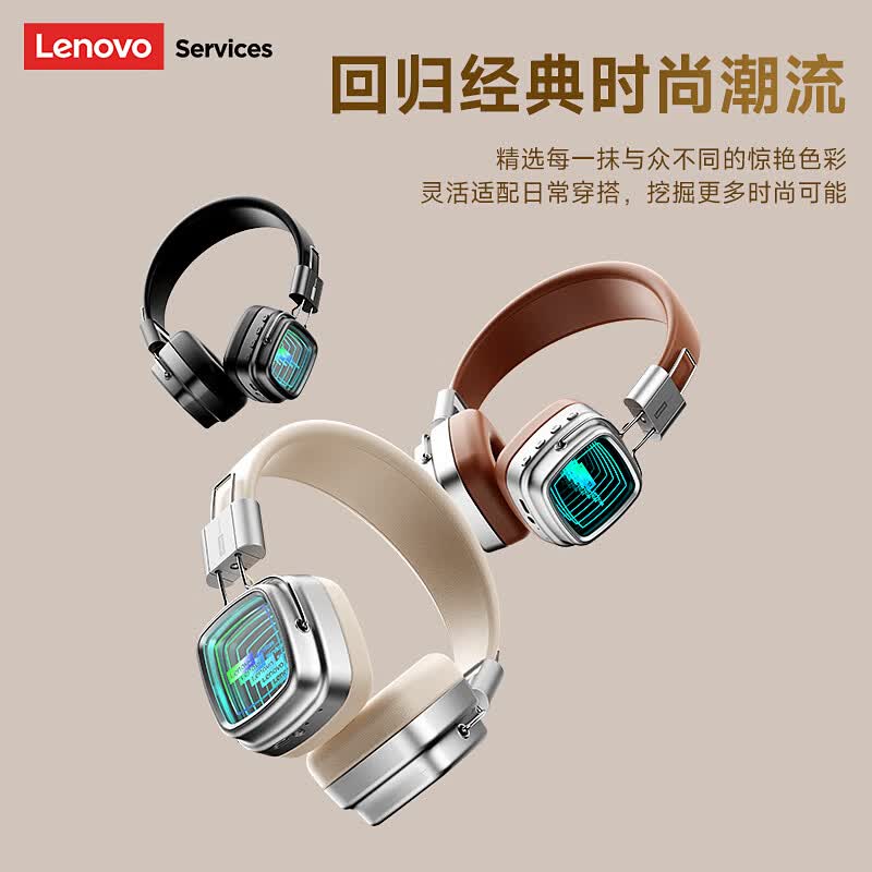 联想(Lenovo)【旗舰新品】头戴式耳机无线蓝牙6.0高清通话电竞游戏低延迟音乐运动降噪长续航适用于苹果华为 暮夜黑【全新蓝牙6.0+云感舒适佩戴】 ENC通话降噪-游戏低延迟