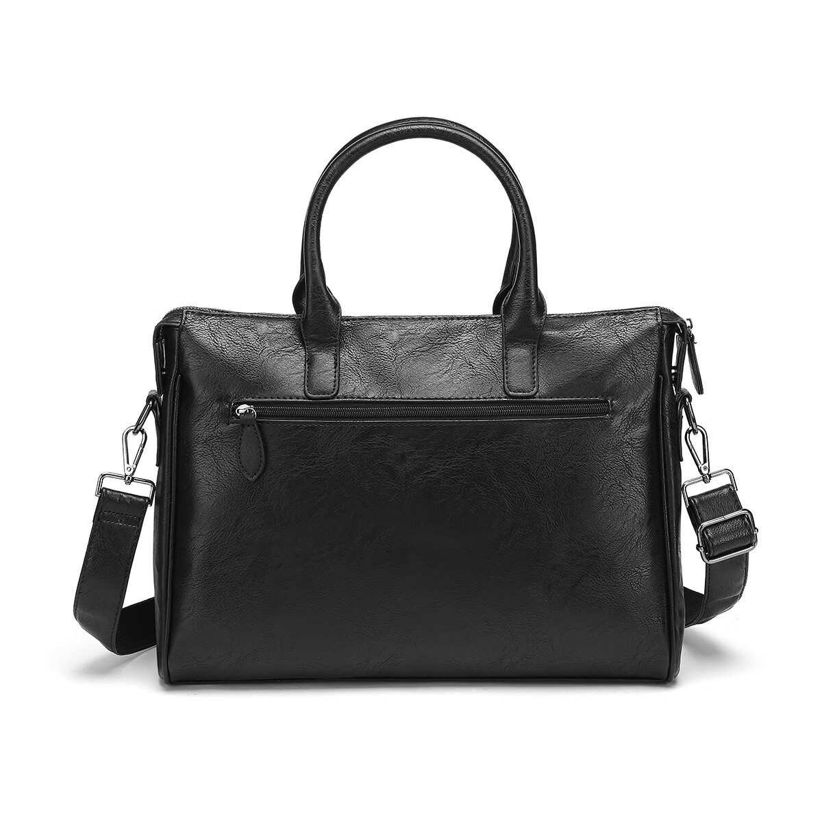 马克华菲男士公文包商务手提包 14英寸电脑包 办公出差律师大容量单肩斜挎 纹理黑 14英寸