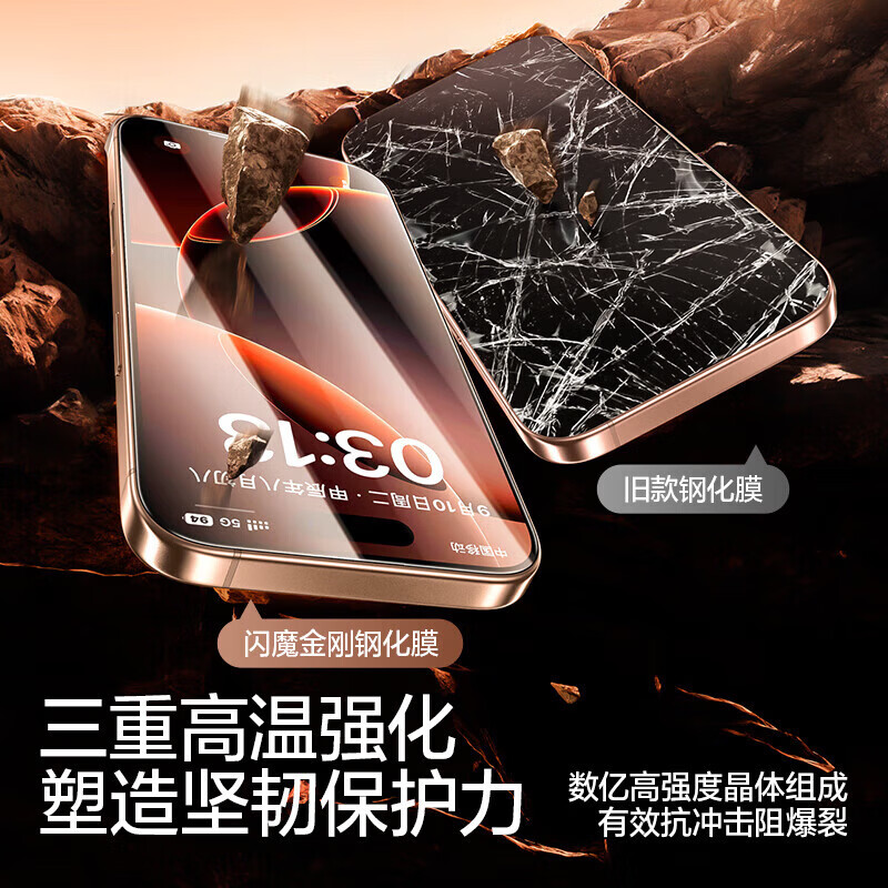 闪魔适用苹果16/16pro钢化膜iphone16promax手机膜15非全屏16plus高清抗指纹15plus保护贴膜 【加强版】2片+神器 苹果16Plus/15Plus