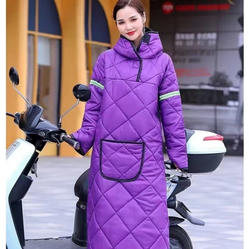 【优选】电动车骑行保暖挡风衣户外全包围特厚防风防水保暖秋冬特 黑色帽款加绒+加厚 大号120-160斤以下