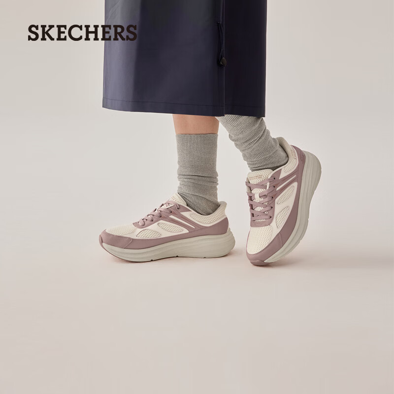 斯凯奇（Skechers）女鞋春季闪穿鞋一脚蹬厚底增高休闲运动慢跑鞋 浅粉色/LTPK 37 【正码正拍】