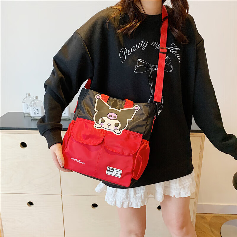 可爱卡通学生补习袋大容量潮帆布包美术手提斜挎包单肩女包 库洛米