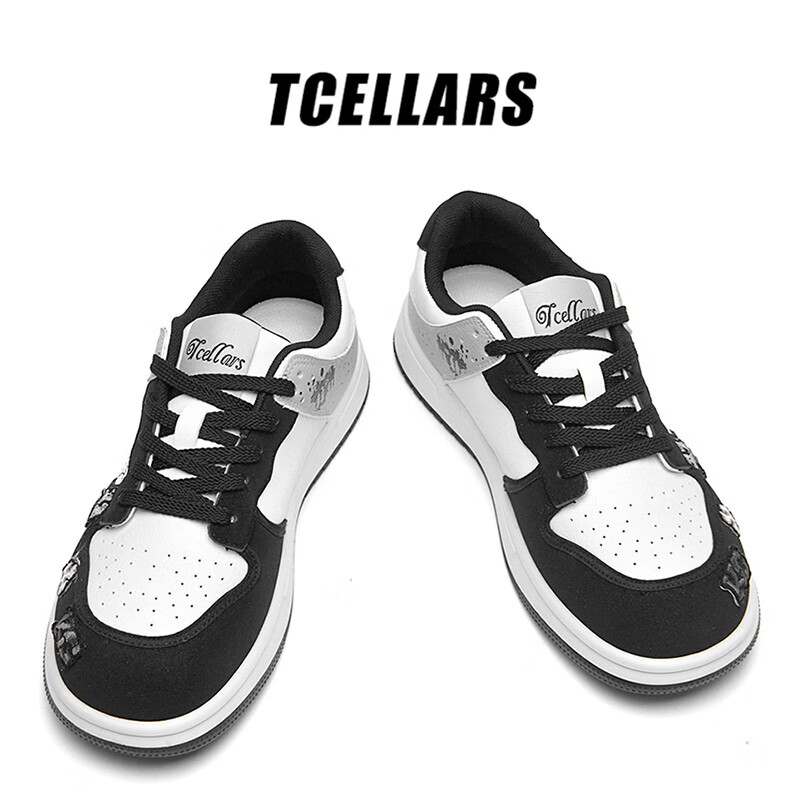 Tcellars板鞋男鞋2026春季新款潮流涂鸦厚底耐磨低帮百搭运动休闲鞋子男 巴洛黑白 39