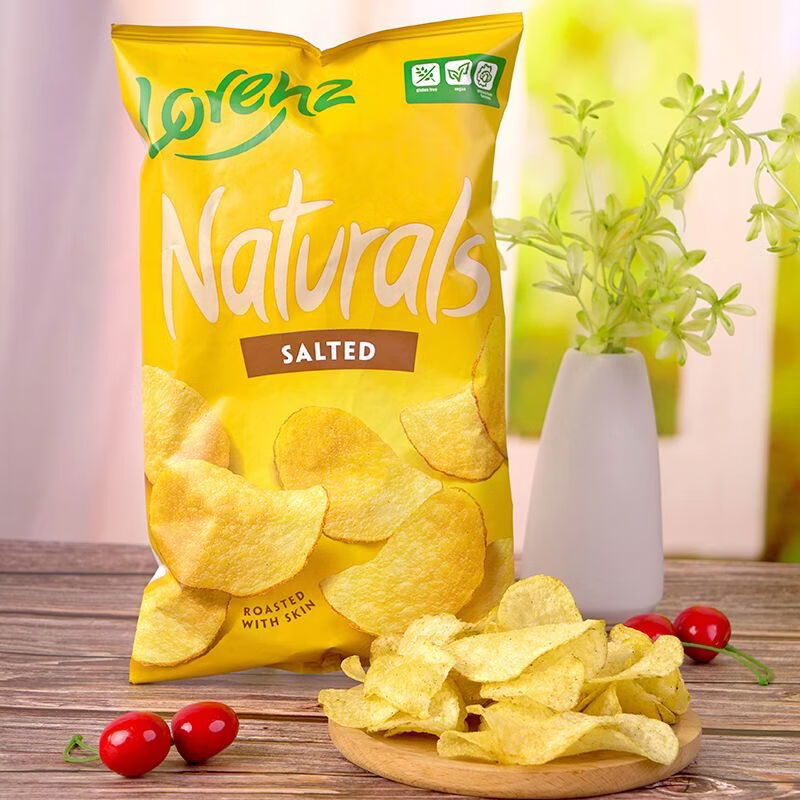 勞侖茲新品2袋德國進(jìn)口100g薯?xiàng)l原味薯片土豆片原切海鹽口味迷迭香吃 經(jīng)典原味味薯片100gX2袋