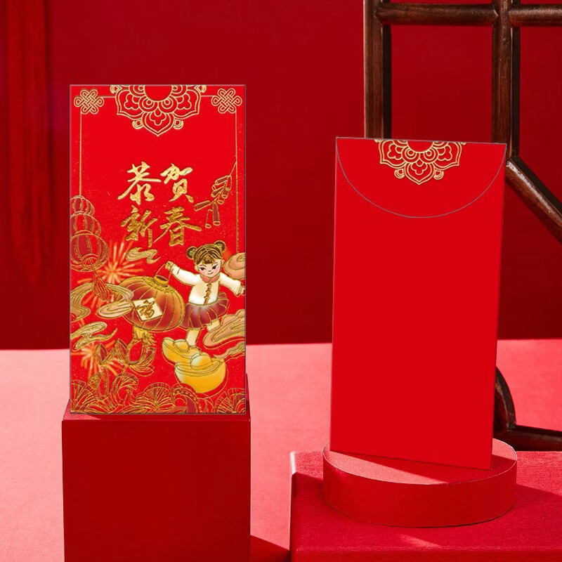 韵律鸟春联对联红包2026年马年新款春节装饰家用过年春联农村大门福字贴 马年原创烫金迎春千元红包24个装