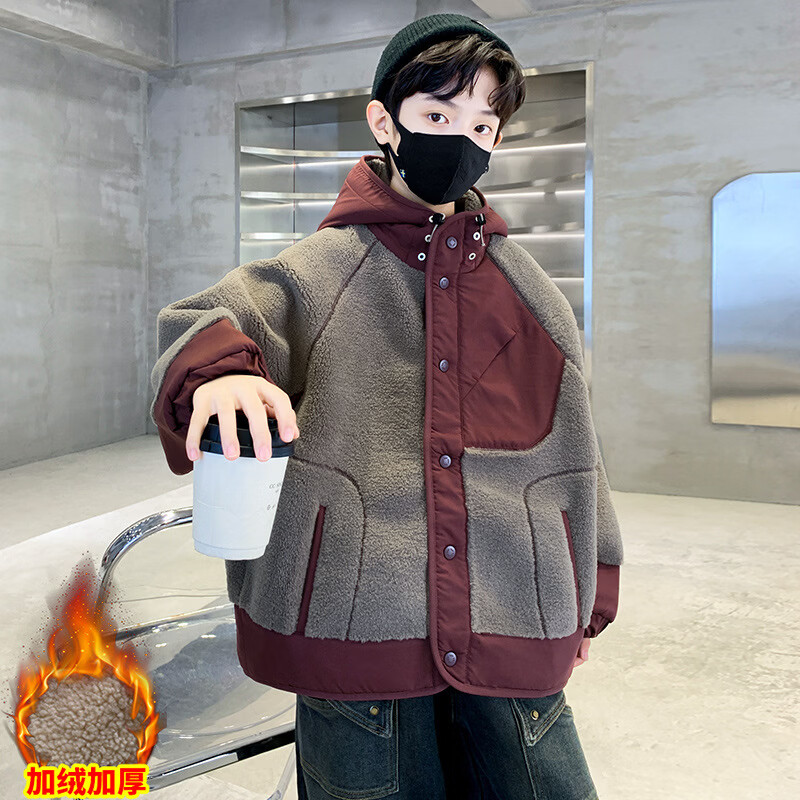 ���ܻ���ͯ����ëë���ﶬװ2025�¿��д�ͯ�����Ӻ����׶�ͯ�ް��� õ��ɫ 170 cm 122.94Ԫ