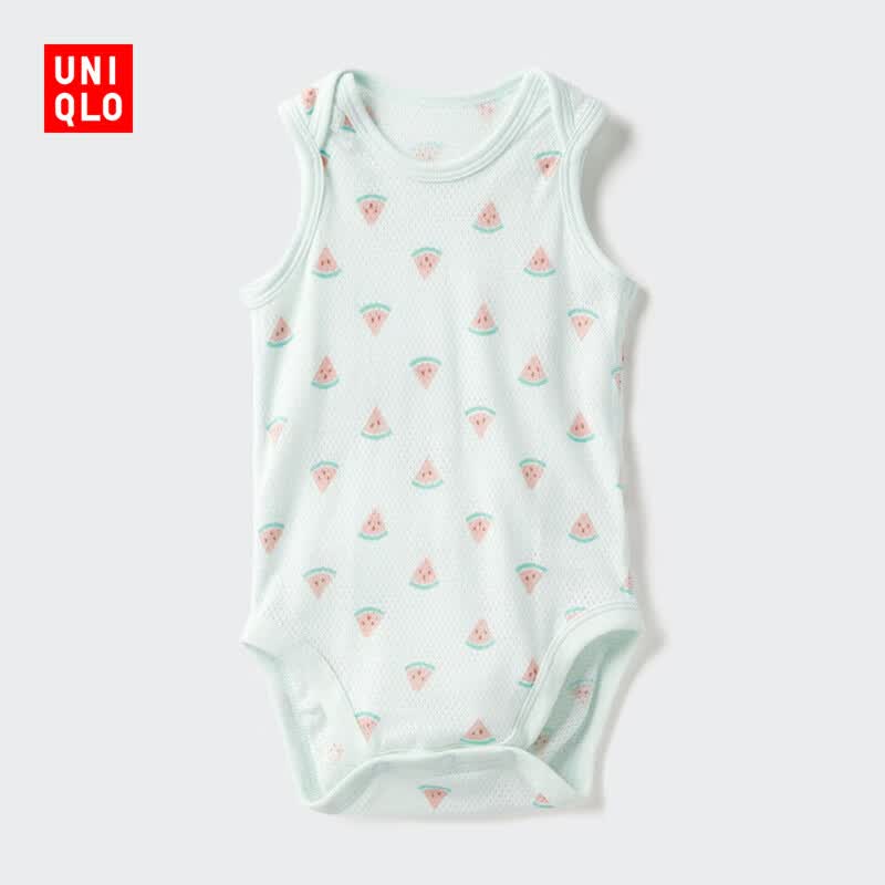 优衣库婴幼儿宝宝网眼包臀衣/无袖1件装婴儿衣服连体衣481764 51 嫩绿色 90cm