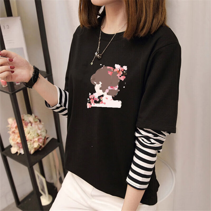 秋冬半高领打底衫女内搭2026新款显瘦宽松卫衣春长袖t恤上衣8003 加绒纯色卫衣-黑色 L 参考100-115斤