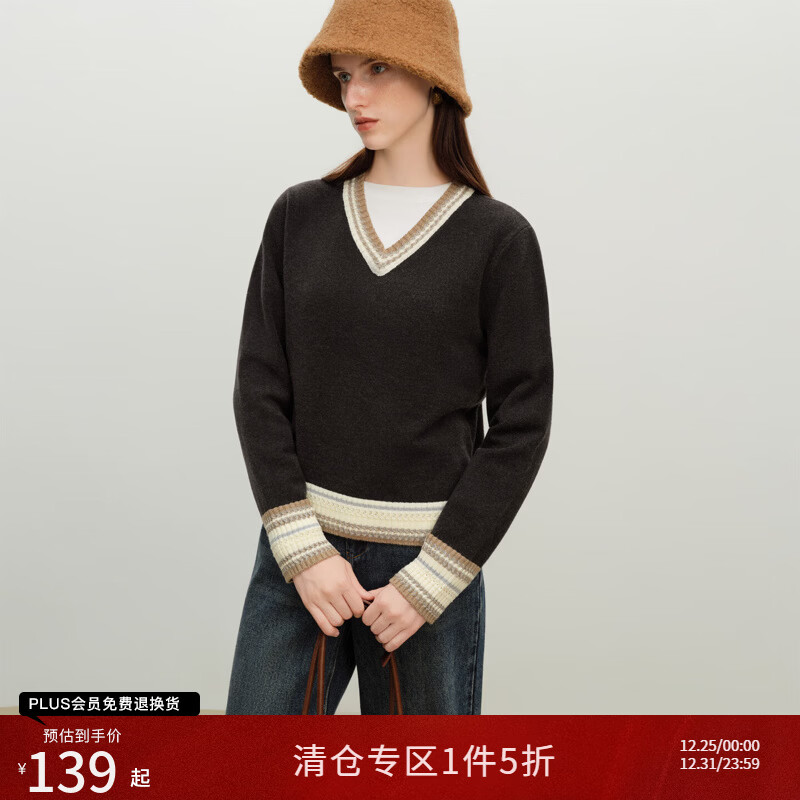 ����С����V����ͷë��ײɫ��֯��Ů��ɫ����2025�����¿�ѧԺ�� ̿��ɫ M �����룺4�� 119.5Ԫ