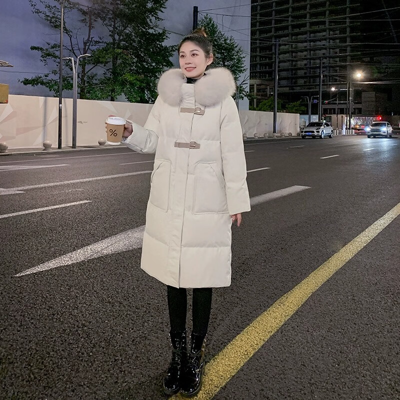 韩衫影（H·SHANYING）羽绒服女2023新款冬季显瘦设计感小众百搭加厚保暖外套 米白色 S 90~115斤属于什么档次？