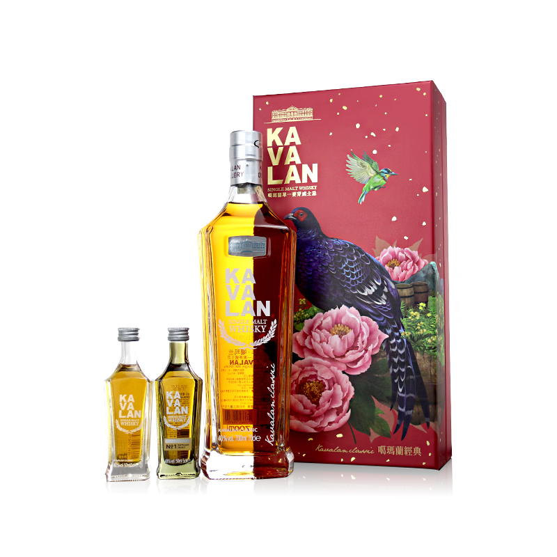 噶瑪蘭金车单一麦芽威士忌迷你小瓶酒伴摆件洋酒 金车噶玛兰经典新春礼盒帝雉(1号)