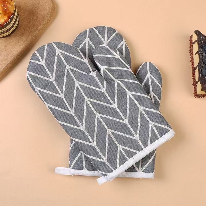 洋臣烤箱砂锅专用隔热防烫烘培微波炉防热手套棉麻耐高温手套烘培工具 防烫手套2只【颜色随机】