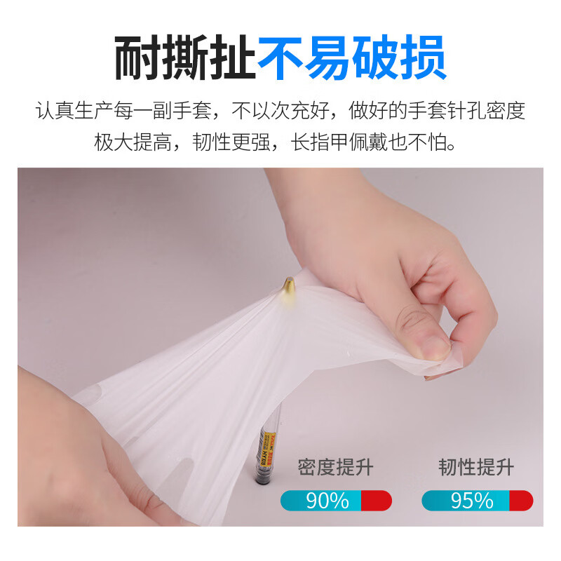 JEPOO一次性TPE手套染发美容护理透明手套 TPE 100只装*3盒 M码