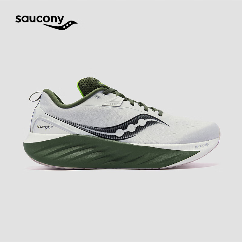 Saucony【彭于晏同款】索康尼胜利22专业强缓震跑鞋男厚底跑步鞋运动鞋男 白绿136 41