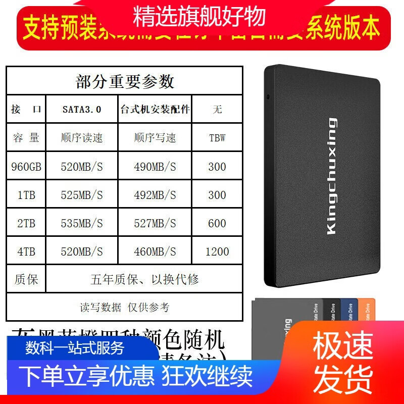 金储星（Kingchuxing）金储星4TB固态硬盘2tbssd2t台式机笔记本电脑sata3.0接口2.5寸 裸盘2TB五年质保只换不修 2TB
