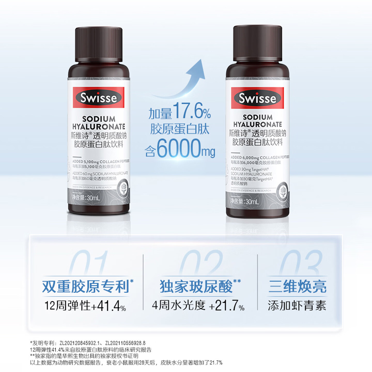 Swisse斯维诗夜间GABA晚安瓶氨基丁酸胶原蛋白肽饮料口服玻尿酸水光瓶 【60天囤货】GABA晚安瓶 30ml*40瓶