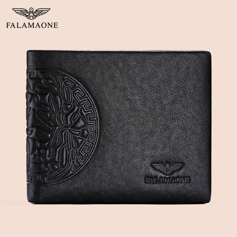 FALAMAONE法莱阿玛尼男士钱包男奢侈品真皮短款高端头层软牛皮钱夹生日礼物 京仓直发/头层牛皮【专柜礼盒】 代写贺卡打印照片联系客服