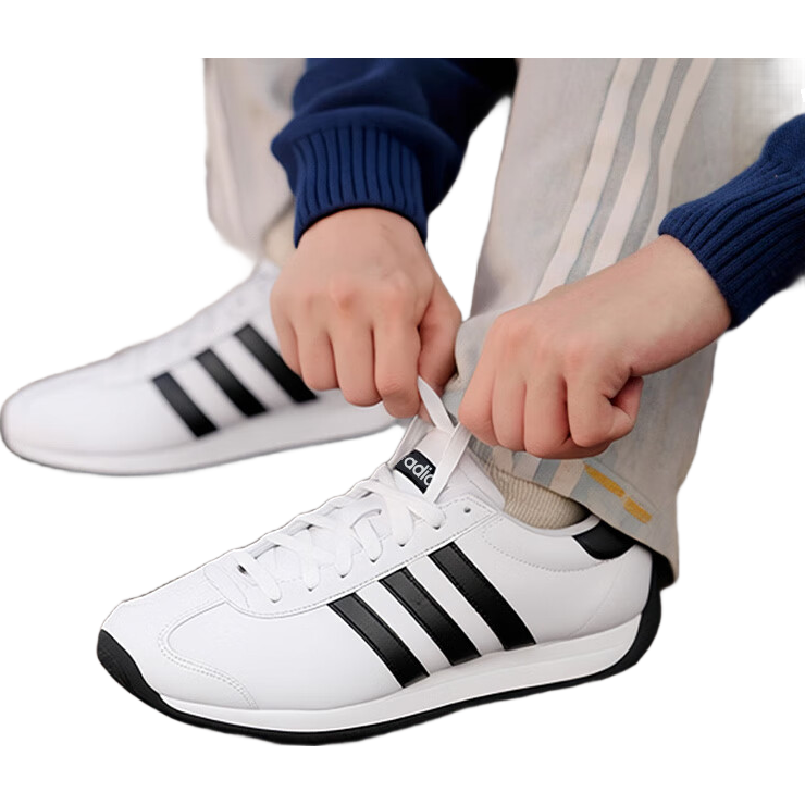 阿迪达斯（adidas）T头鞋男鞋复古休闲鞋时尚轻便减震运动鞋 白/一号黑/白 42.5
