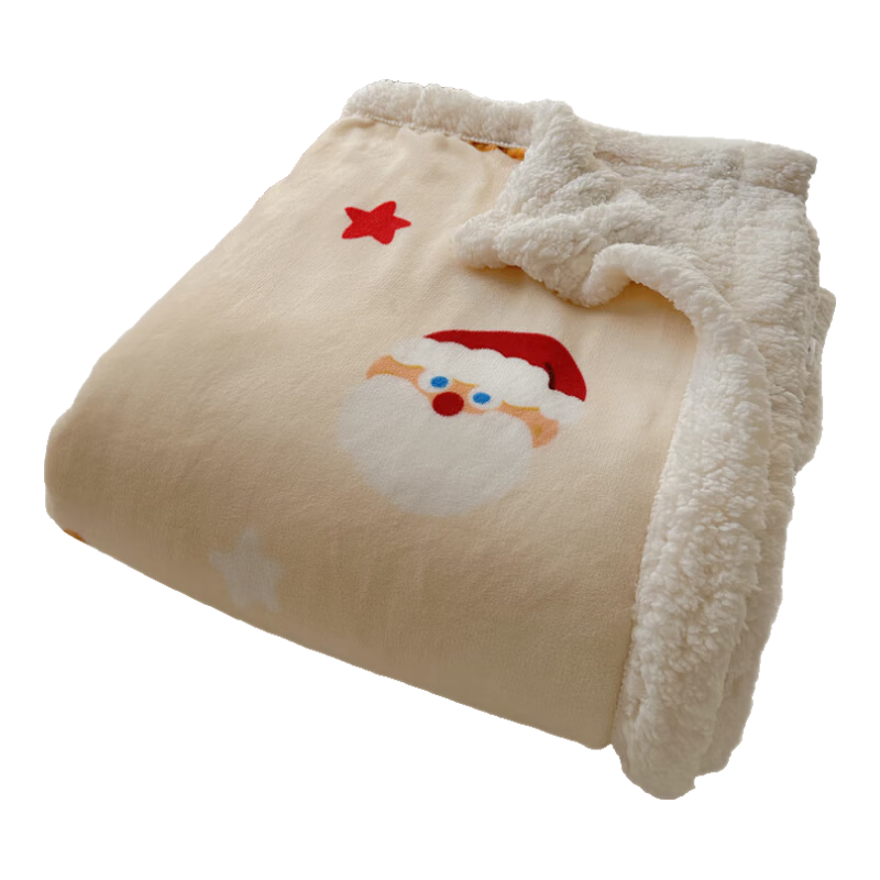 北極絨(Bejirog)圣誕新年羊羔絨毛毯加厚冬季辦公室午睡毯牛奶珊瑚絨蓋毯被 絨毛毯-MT圣誕小貓咪 70*100cm-單人毛毯