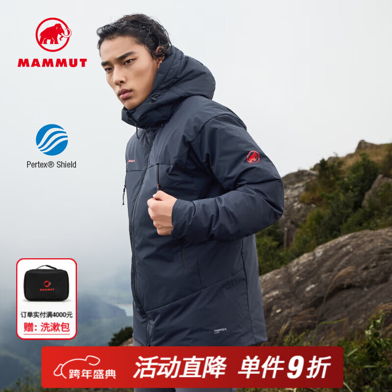 猛犸象（MAMMUT）Clion 【红标】男女款运动户外防风防泼水透汽保暖连帽鹅绒羽绒服 黑色【红标】 S