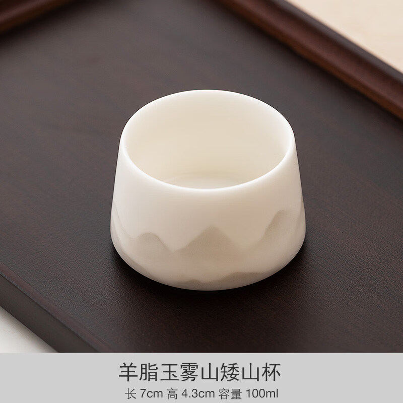 一品仟堂一品錢塘德化脂玉白瓷功夫茶具單杯大師杯手工陶瓷茶杯茶杯 脂玉霧山矮山杯 200mL以下