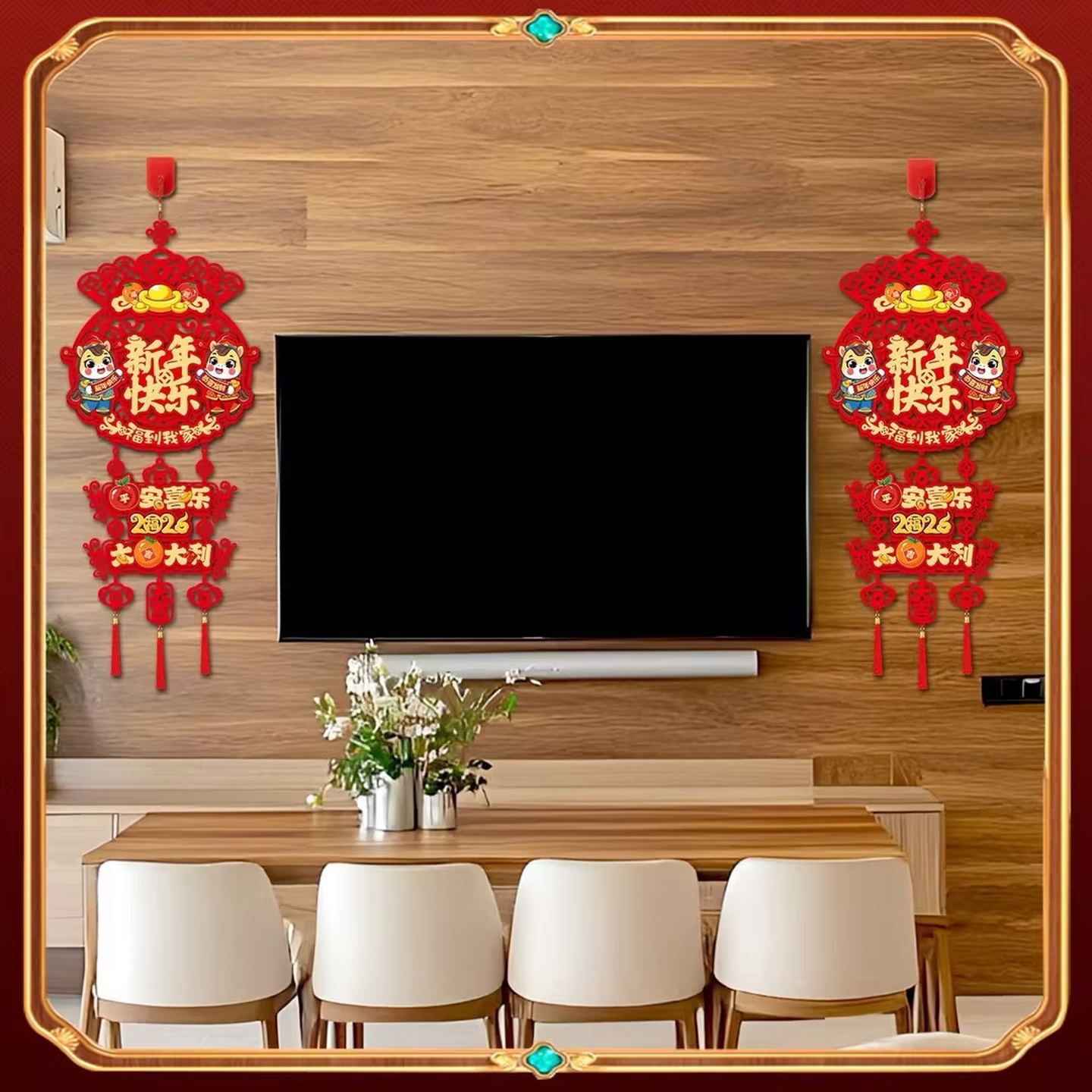 2026马年挂件过新年装饰挂件入户门客厅春节挂饰喜庆立体福字用品 一对