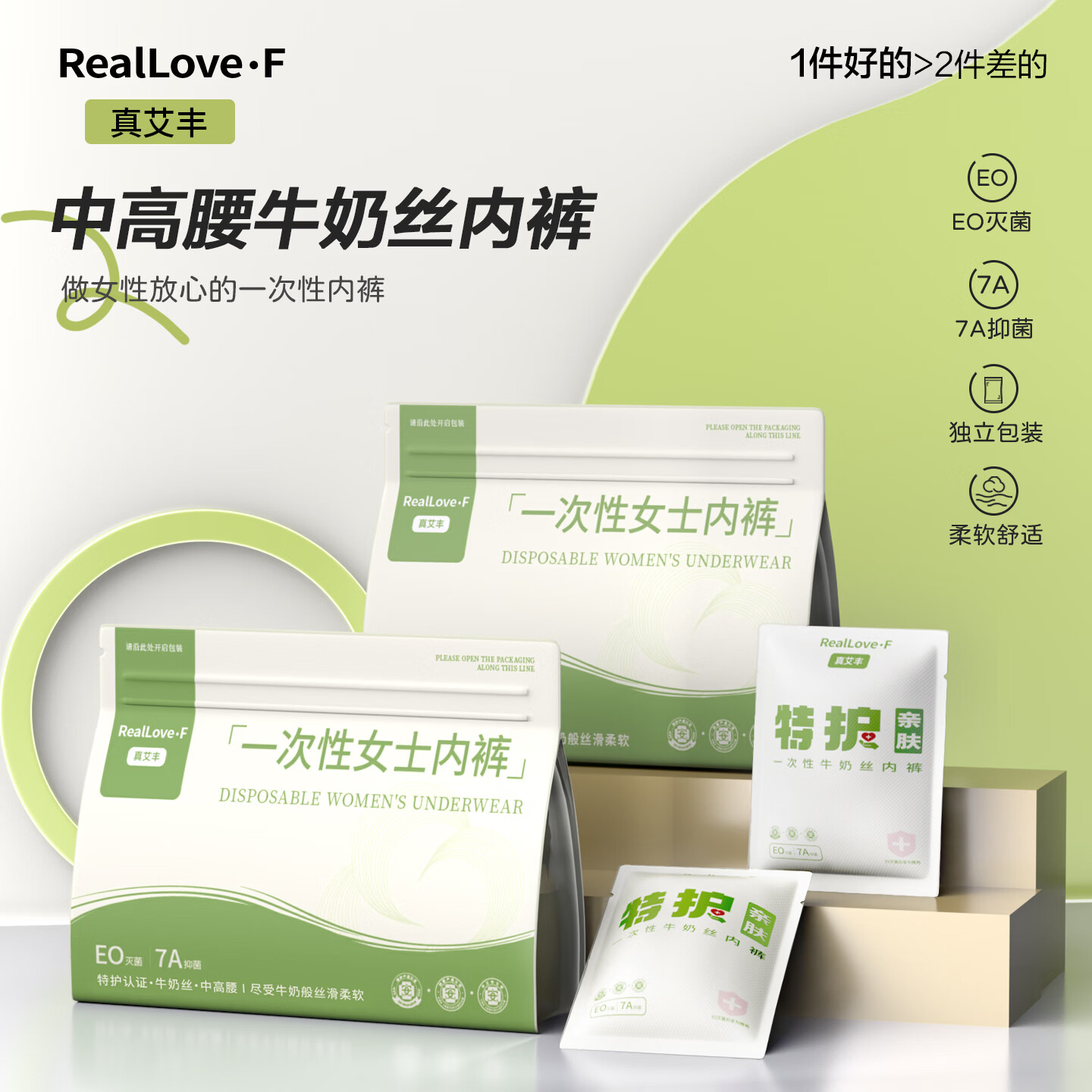 REALLOVE·F女款日抛裤月子产妇棉无菌独立包装高腰大码旅游一次性灭菌短内裤 7条装 2XL码【适合130斤以上】