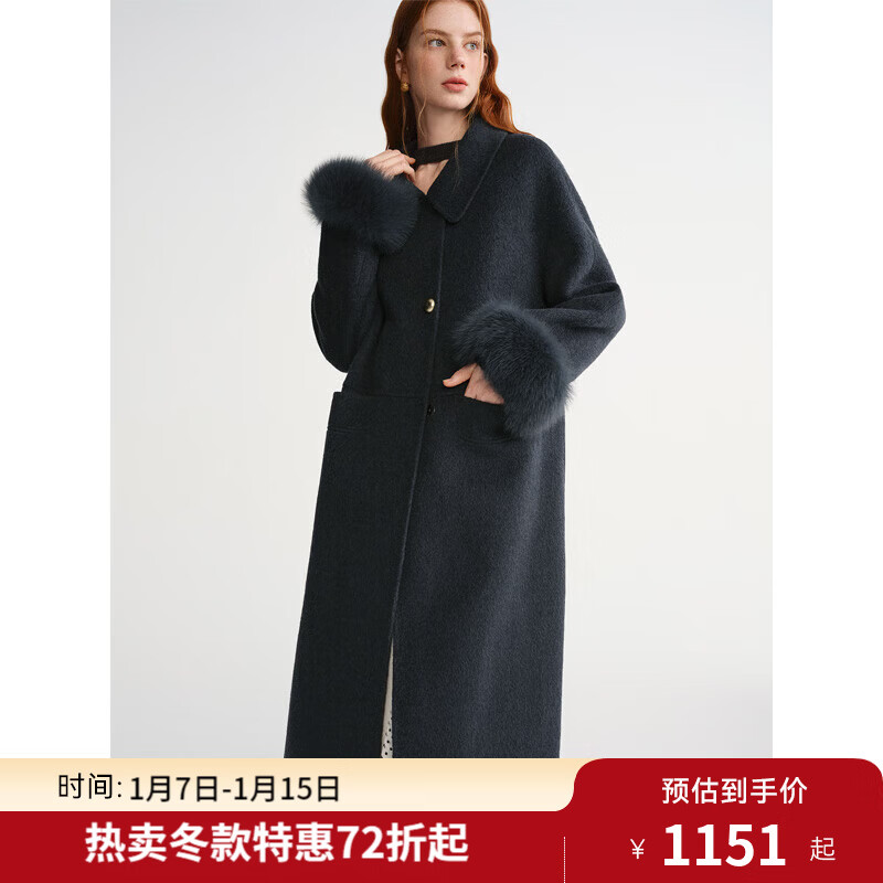 独束大码女装【天鹅大衣】可拆卸毛圈双面呢大衣2025冬气质毛呢外套 岩石灰 2XL （尺码：4）