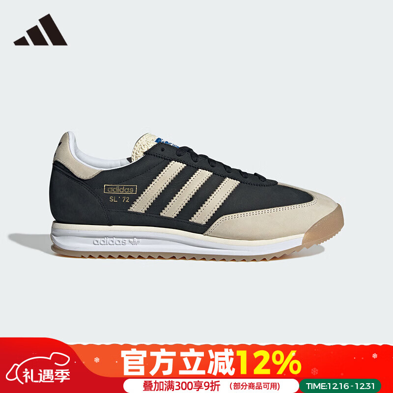 阿迪达斯（adidas）三叶草男鞋 2025冬季新款 SL 72 RS 经典T头鞋运动鞋休闲鞋 JS3994/黑色/乳白色/树脂黄 41
